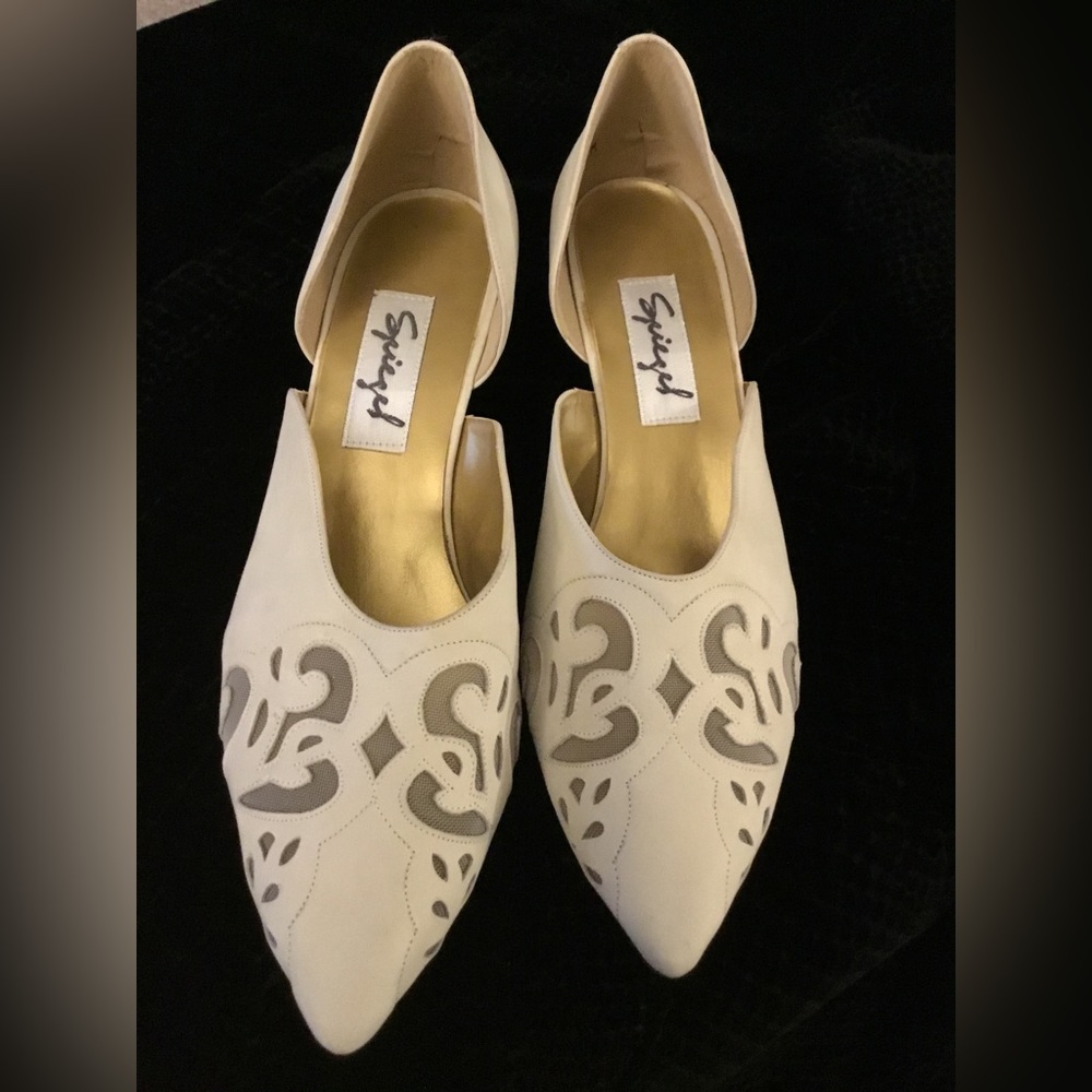 Spiegel Women’s Size 10 Cream Ivory Kitten Heels Cutout Bridal Prom Shoes - Picture 7 of 8